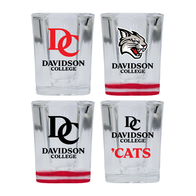 Davidson College Set of 4 Shot Glasses with School Design, Officially Licensed Glassware 