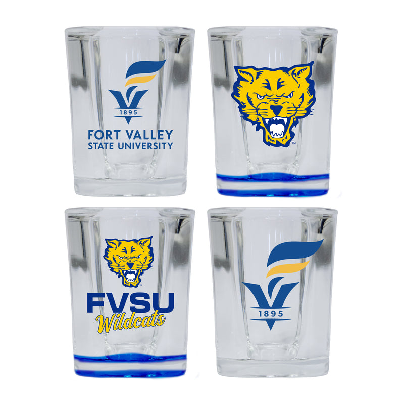 Fort Valley State University Set of 4 Shot Glasses with School Design, Officially Licensed Glassware 