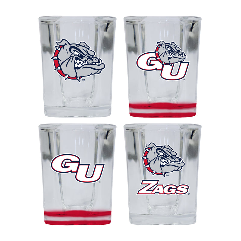 Gonzaga Bulldogs Set of 4 Shot Glasses with School Design, Officially Licensed Glassware 