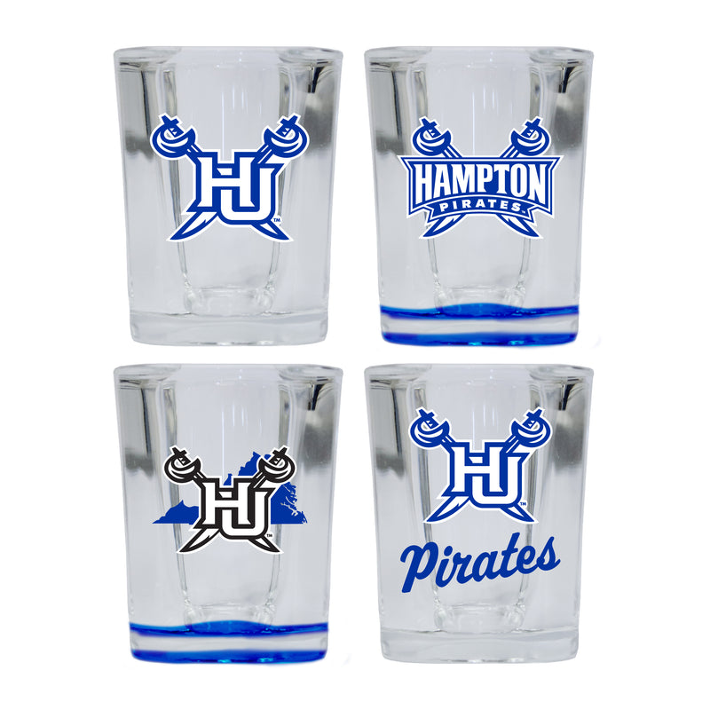 Hampton University Set of 4 Shot Glasses with School Design, Officially Licensed Glassware 