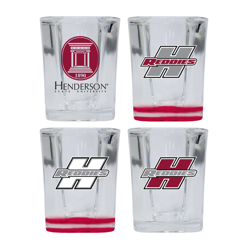 Henderson State Reddies Set of 4 Shot Glasses with School Design, Officially Licensed Glassware 