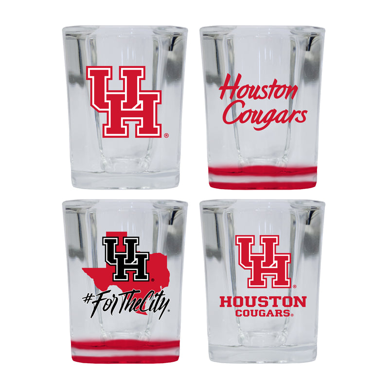 University of Houston Set of 4 Shot Glasses with School Design, Officially Licensed Glassware 