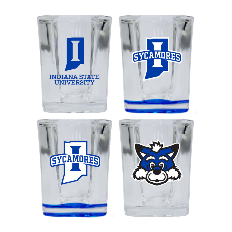 Indiana State University Set of 4 Shot Glasses with School Design, Officially Licensed Glassware 