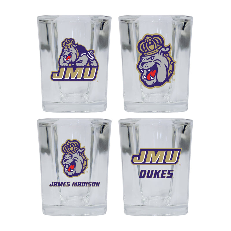 James Madison Dukes Set of 4 Shot Glasses with School Design, Officially Licensed Glassware 