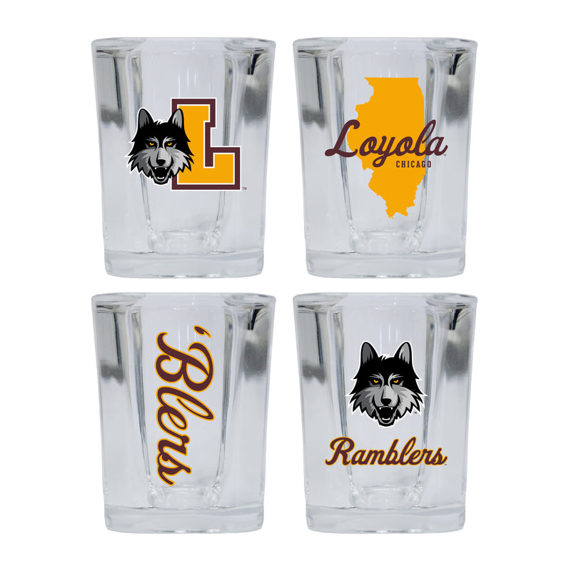 Loyola University Ramblers Set of 4 Shot Glasses with School Design, Officially Licensed Glassware 