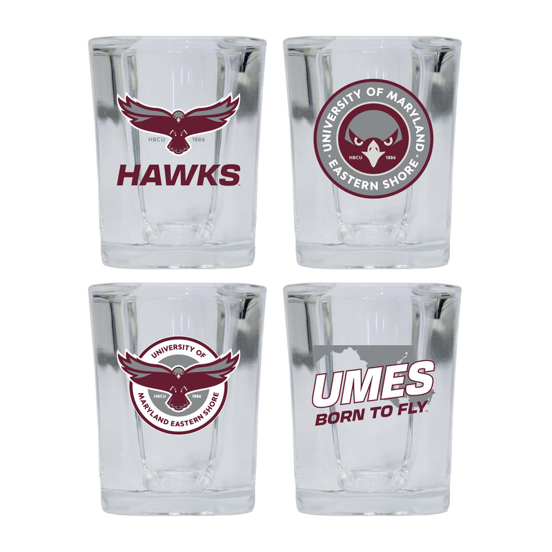 Maryland Eastern Shore Set of 4 Shot Glasses with School Design, Officially Licensed Glassware 