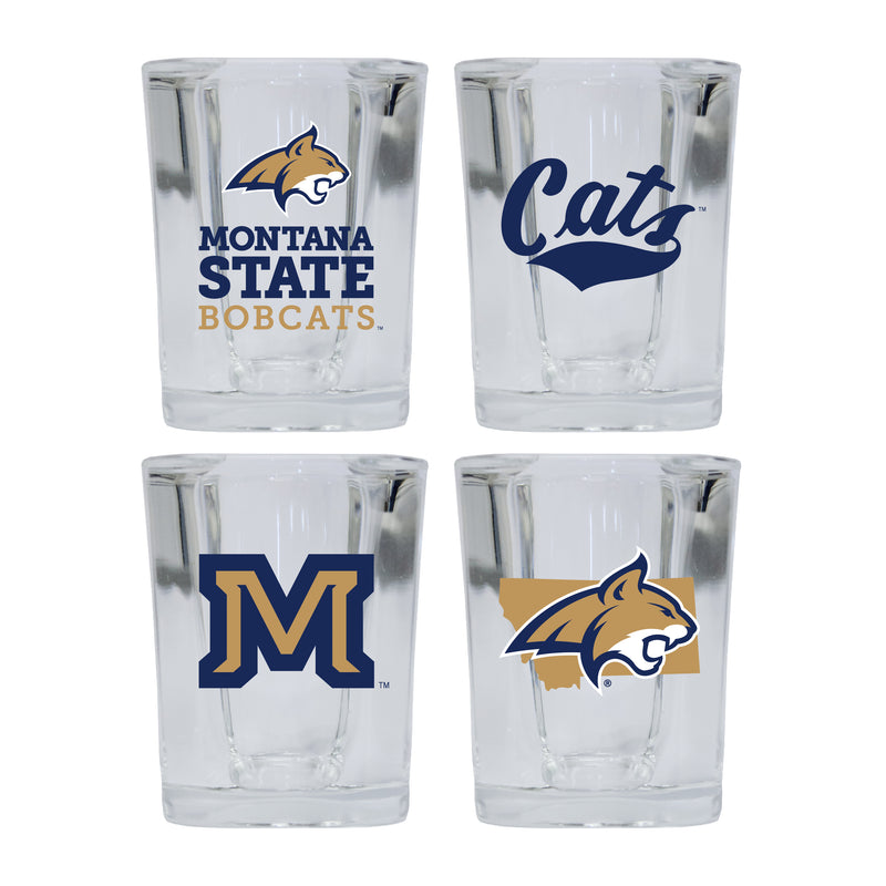 Montana State Bobcats Set of 4 Shot Glasses with School Design, Officially Licensed Glassware 
