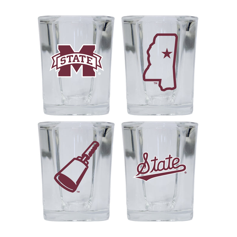 Mississippi State Bulldogs Set of 4 Shot Glasses with School Design, Officially Licensed Glassware 