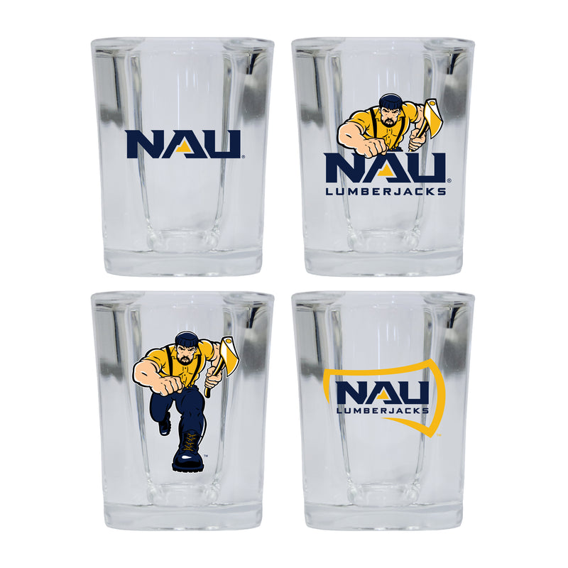 Northern Arizona University Set of 4 Shot Glasses with School Design, Officially Licensed Glassware 