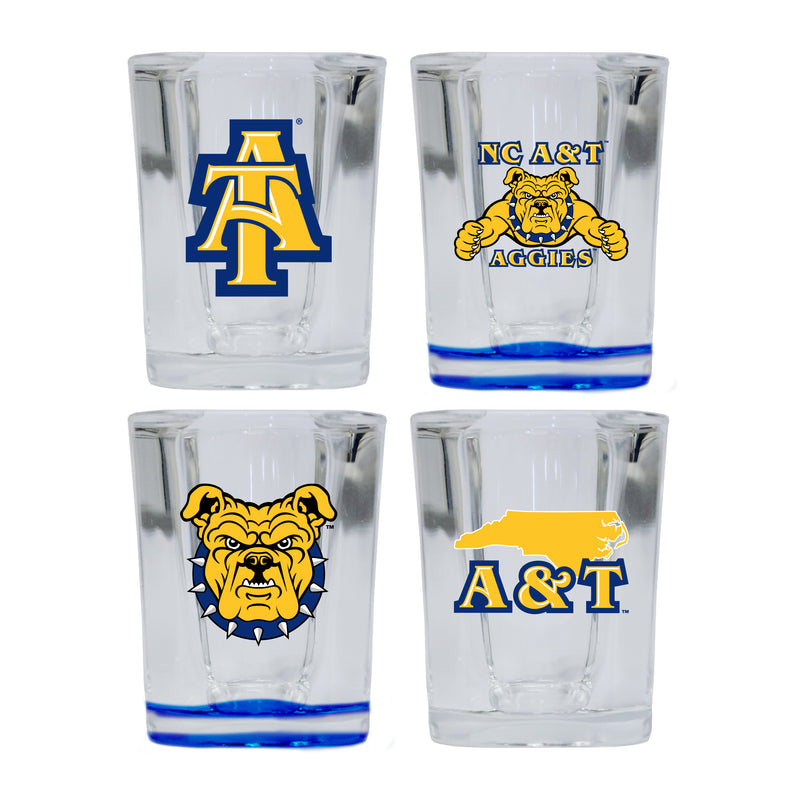 North Carolina A&T State Aggies Set of 4 Shot Glasses with School Design, Officially Licensed Glassware 