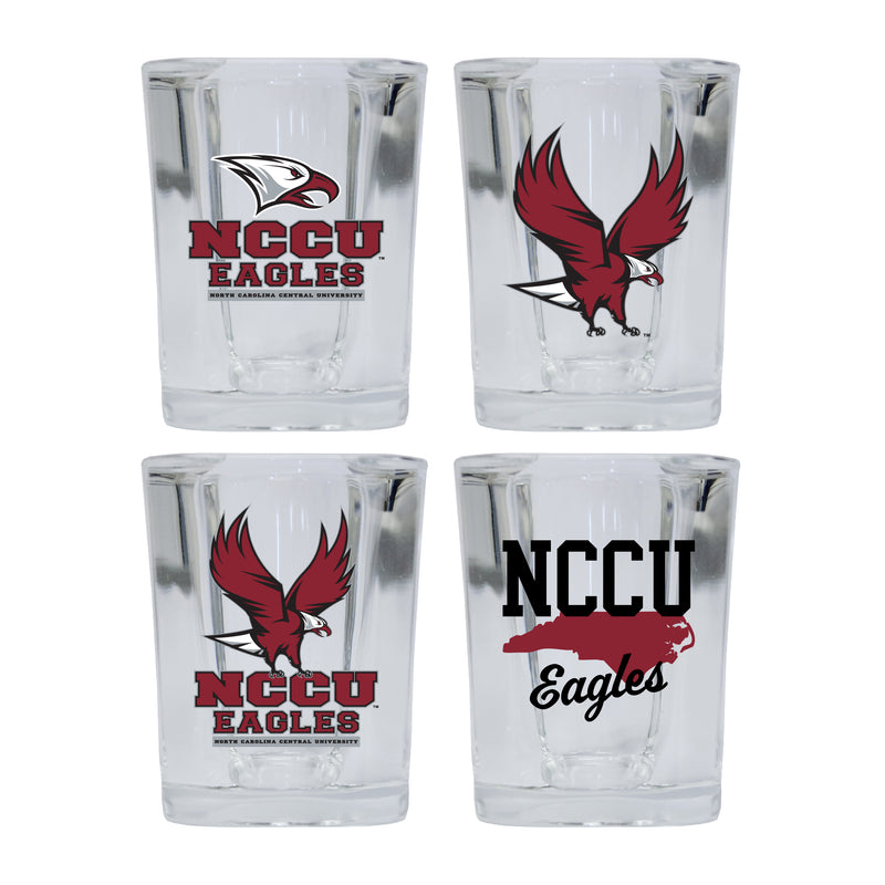 North Carolina Central Eagles Set of 4 Shot Glasses with School Design, Officially Licensed Glassware 