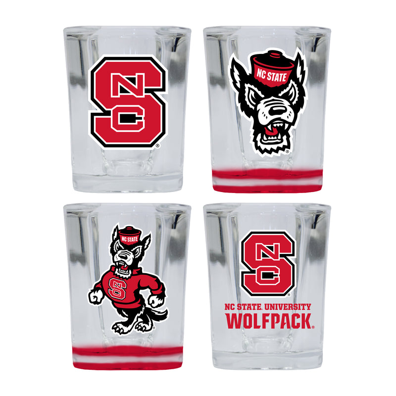 NC State Wolfpack Set of 4 Shot Glasses with School Design, Officially Licensed Glassware 
