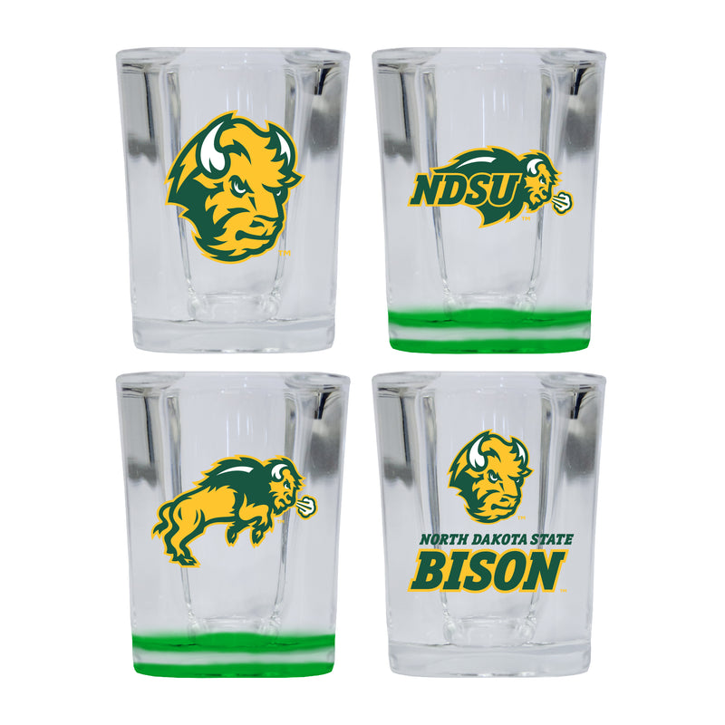North Dakota State Bison Set of 4 Shot Glasses with School Design, Officially Licensed Glassware 