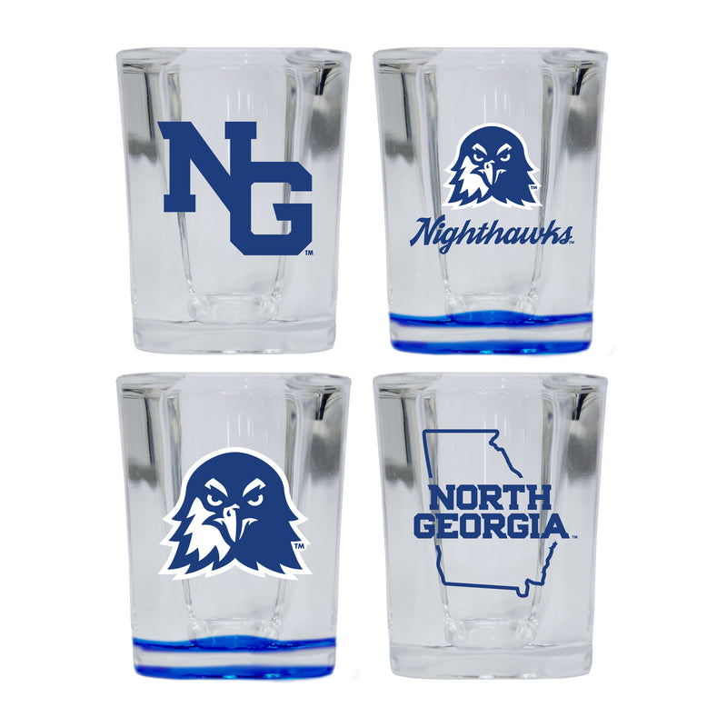 North Georgia Nighthawks Set of 4 Shot Glasses with School Design, Officially Licensed Glassware 
