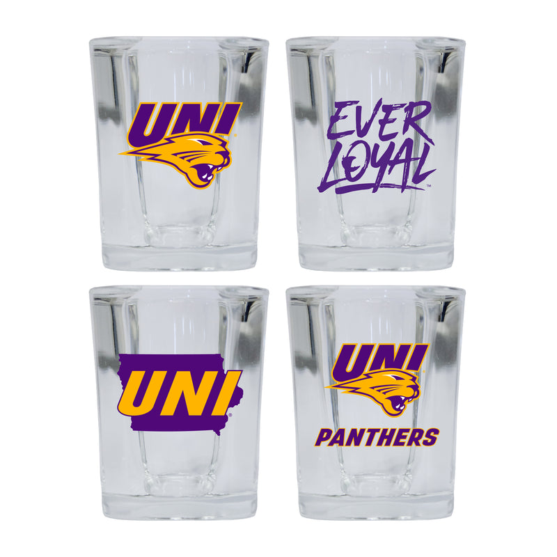 Northern Iowa Panthers Set of 4 Shot Glasses with School Design, Officially Licensed Glassware 