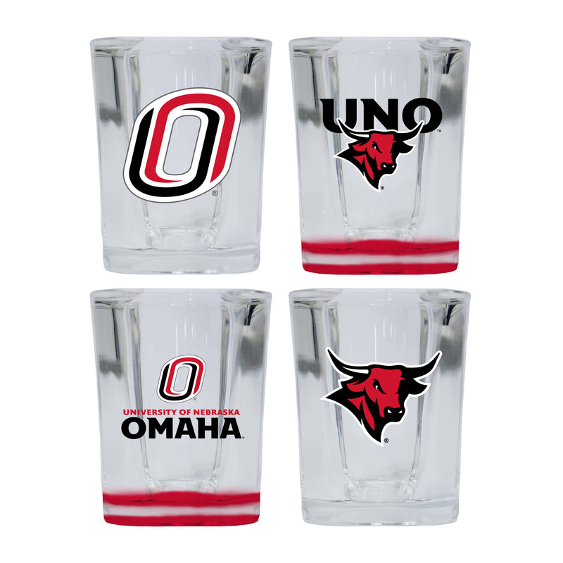 Nebraska at Omaha Set of 4 Shot Glasses with School Design, Officially Licensed Glassware 