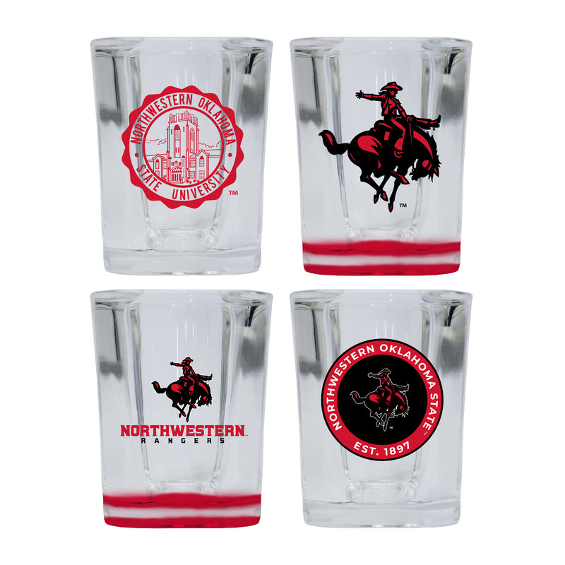 Northwestern Oklahoma State University Set of 4 Shot Glasses with School Design, Officially Licensed Glassware 