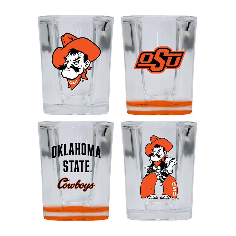Oklahoma State Cowboys Set of 4 Shot Glasses with School Design, Officially Licensed Glassware 