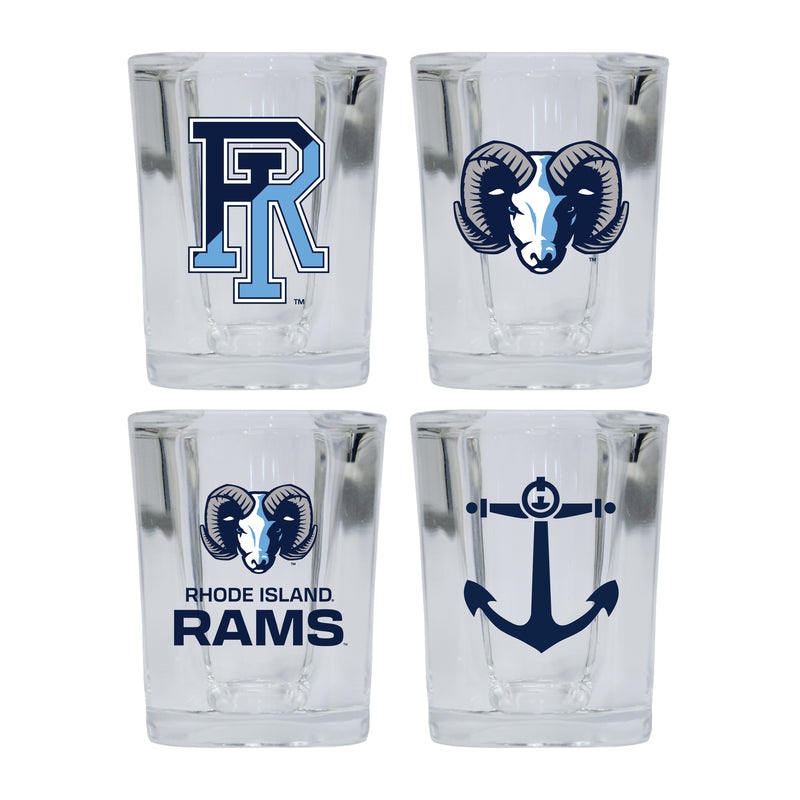 Rhode Island University Set of 4 Shot Glasses with School Design, Officially Licensed Glassware 
