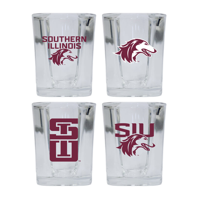 Southern Illinois Salukis Set of 4 Shot Glasses with School Design, Officially Licensed Glassware 