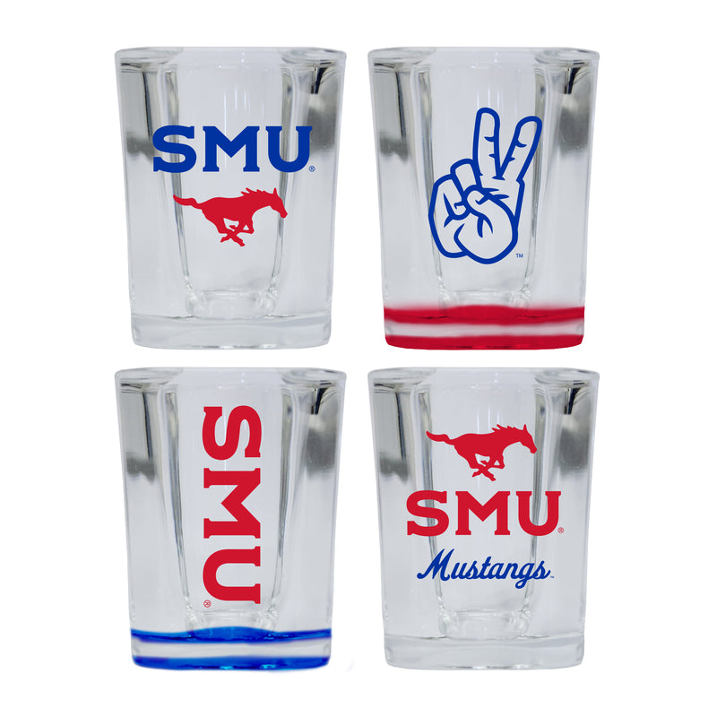 Southern Methodist University Set of 4 Shot Glasses with School Design, Officially Licensed Glassware 