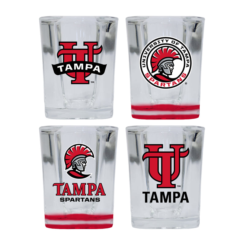 University of Tampa Spartans Set of 4 Shot Glasses with School Design, Officially Licensed Glassware 