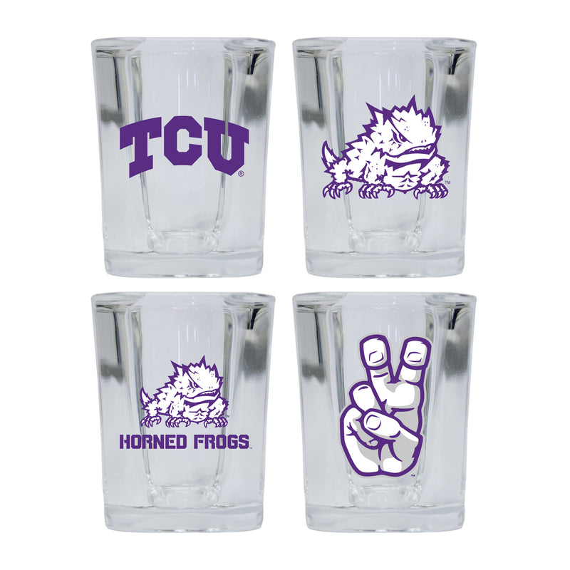 Texas Christian University Set of 4 Shot Glasses with School Design, Officially Licensed Glassware 