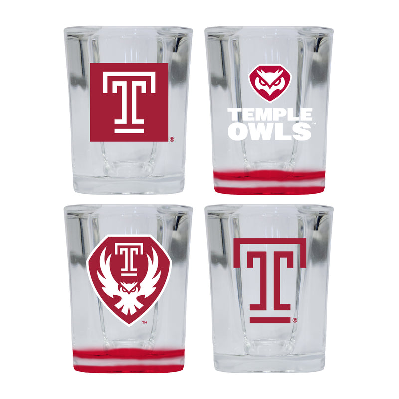 Temple University Set of 4 Shot Glasses with School Design, Officially Licensed Glassware 