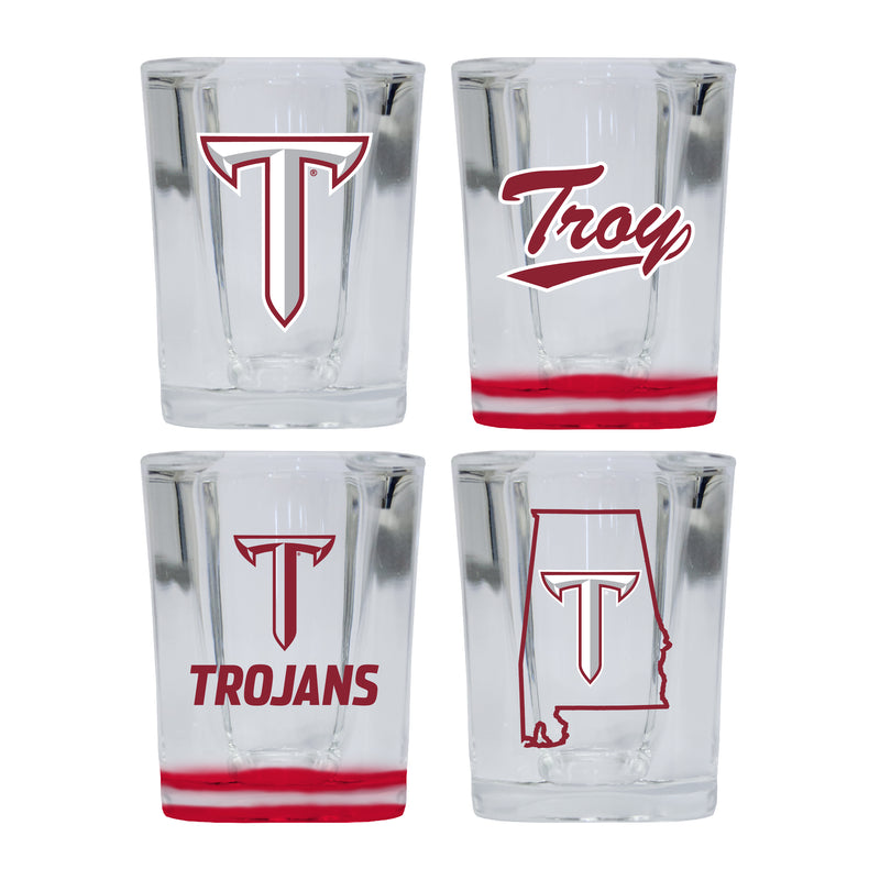 Troy University Set of 4 Shot Glasses with School Design, Officially Licensed Glassware 