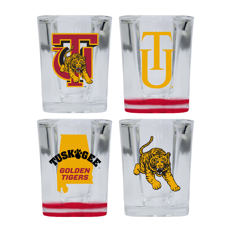 Tuskegee University Set of 4 Shot Glasses with School Design, Officially Licensed Glassware 