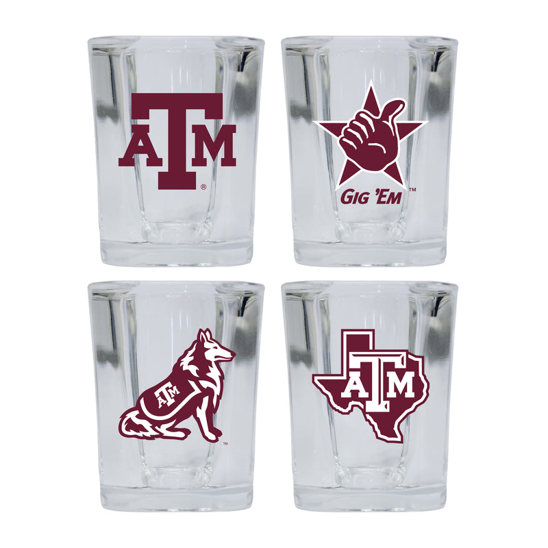 Texas A&M Aggies Set of 4 Shot Glasses with School Design, Officially Licensed Glassware 