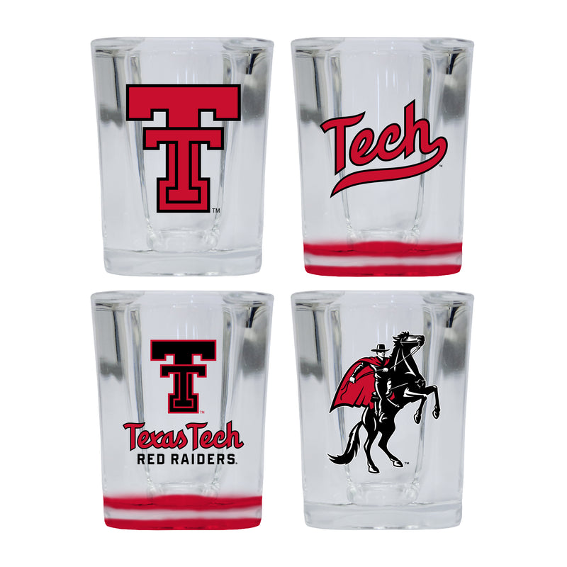 Texas Tech Red Raiders Set of 4 Shot Glasses with School Design, Officially Licensed Glassware 