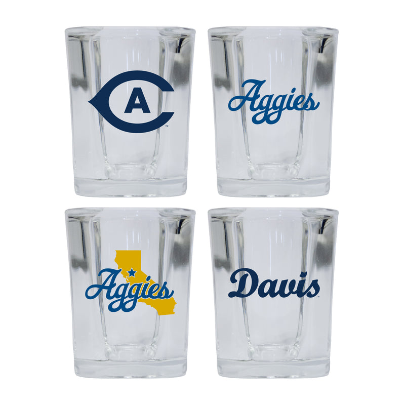 UC Davis Aggies Set of 4 Shot Glasses with School Design, Officially Licensed Glassware 