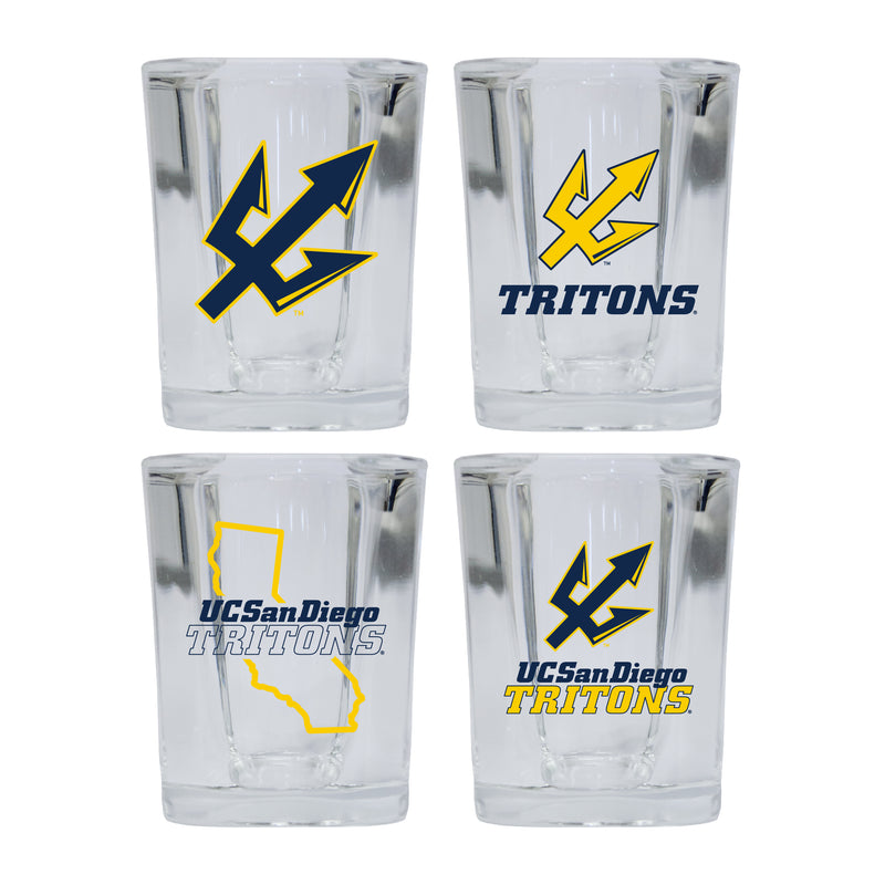 UC San Diego Set of 4 Shot Glasses with School Design, Officially Licensed Glassware 