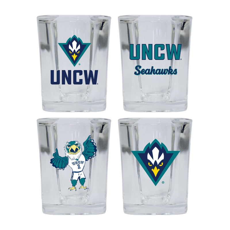 North Carolina Wilmington Seahawks Set of 4 Shot Glasses with School Design, Officially Licensed Glassware 