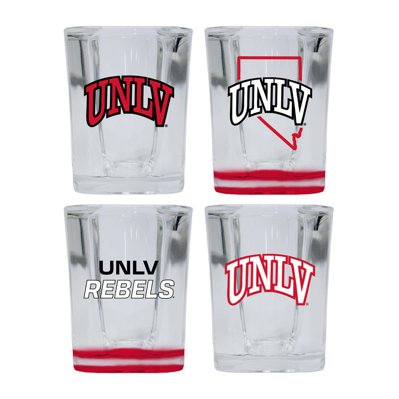 UNLV Rebels Set of 4 Shot Glasses with School Design, Officially Licensed Glassware 