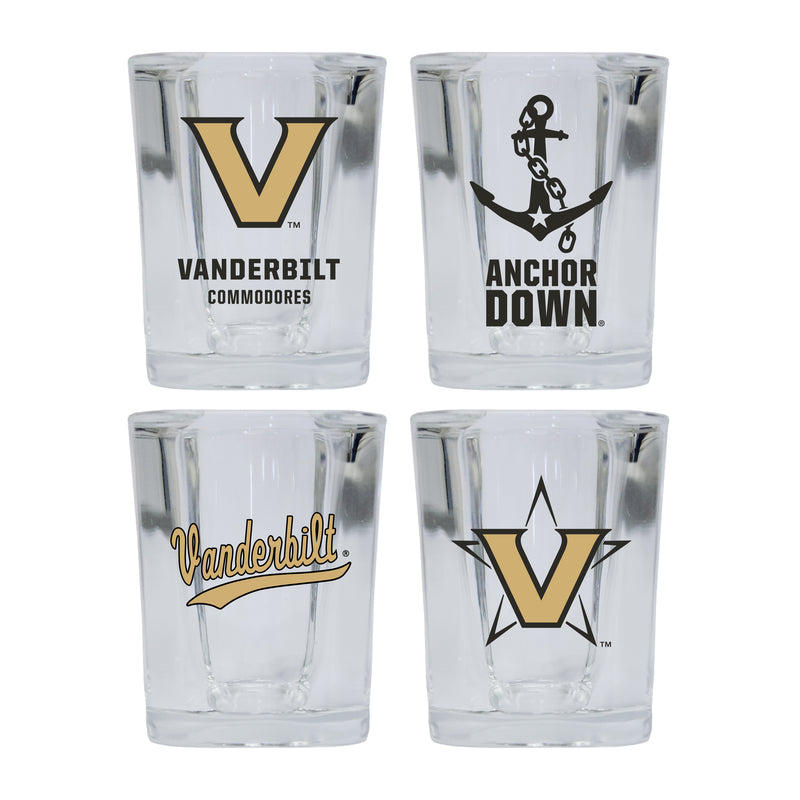 Vanderbilt University Set of 4 Shot Glasses with School Design, Officially Licensed Glassware 