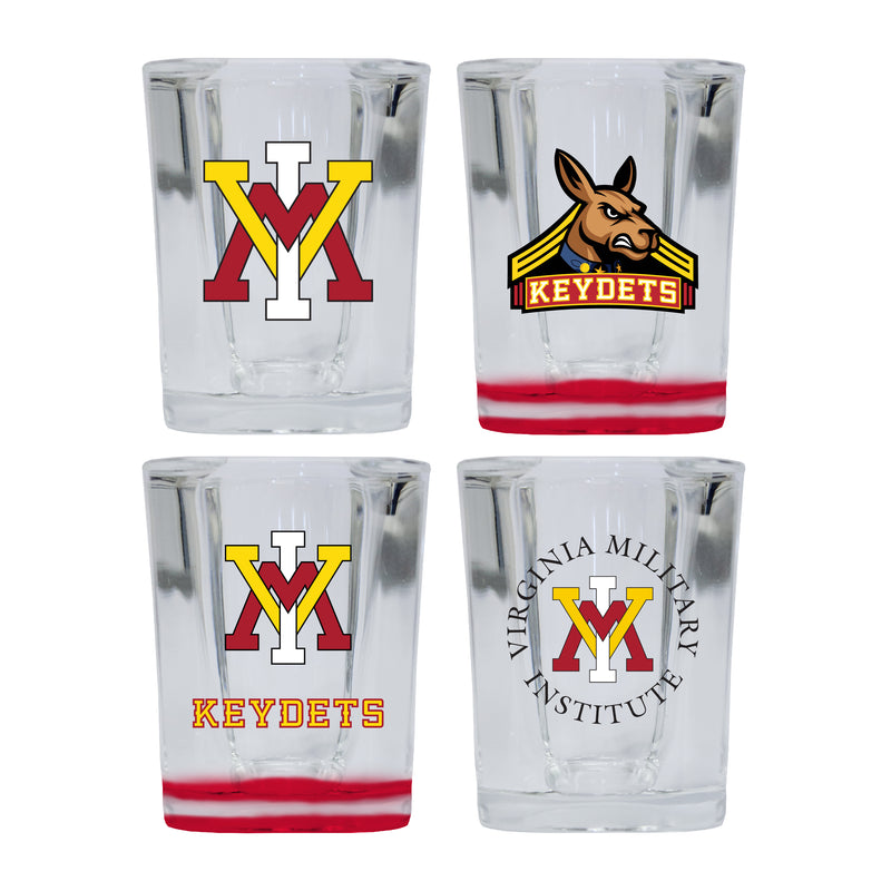 VMI Keydets Set of 4 Shot Glasses with School Design, Officially Licensed Glassware 