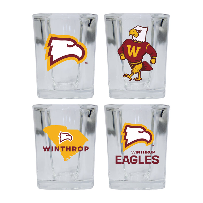 Winthrop University Set of 4 Shot Glasses with School Design, Officially Licensed Glassware 