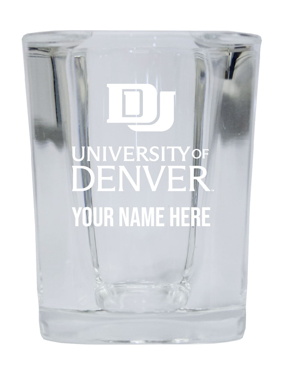 NCAA University of Denver Pioneers Personalized 2oz Stemless Shot Glass - Custom Laser Etched