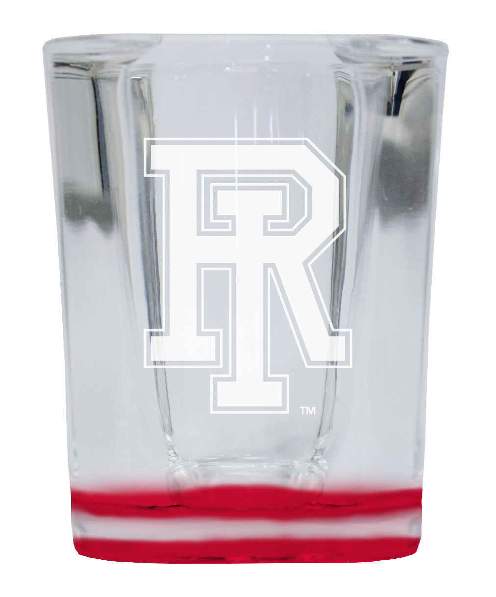 Rhode Island University 2 Ounce Engraved Shot Glass Square Red Base Officially Licensed Collegiate Product Single Unit