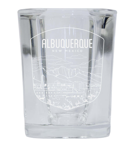 Albuquerque New Mexico Souvenir 2 Ounce Engraved Shot Glass Square 2-Pack