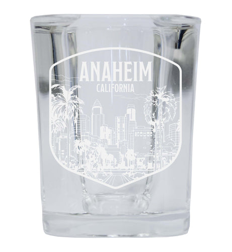 Anaheim California Souvenir 2 Ounce Engraved Shot Glass Square 2-Pack