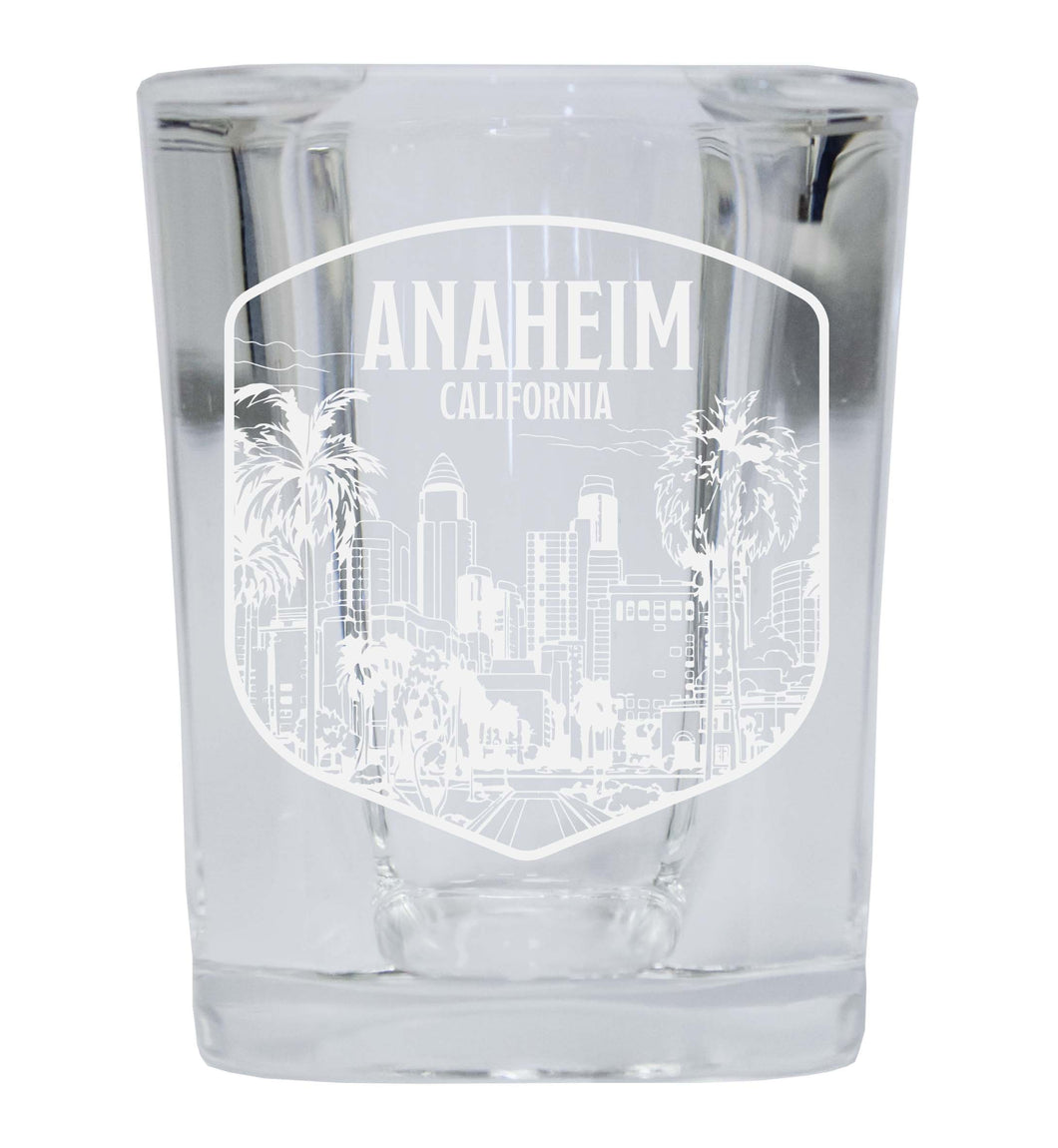 Anaheim California Souvenir 2 Ounce Engraved Shot Glass Square 2-Pack