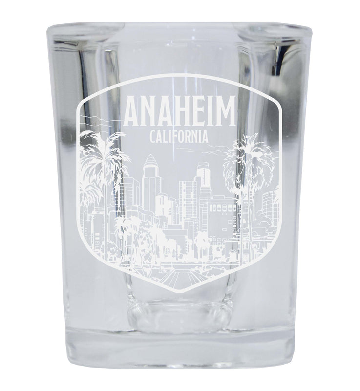 Anaheim California Souvenir 2 Ounce Engraved Shot Glass Square 2-Pack