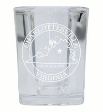 Load image into Gallery viewer, Charlottesville Virginia Souvenir 2 Ounce Engraved Shot Glass Square Single Unit
