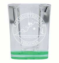 Load image into Gallery viewer, Charlottesville Virginia Souvenir 2 Ounce Engraved Shot Glass Square
