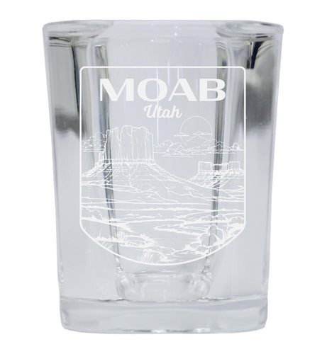 Moab Utah Souvenir 2 Ounce Engraved Shot Glass Square 4-Pack