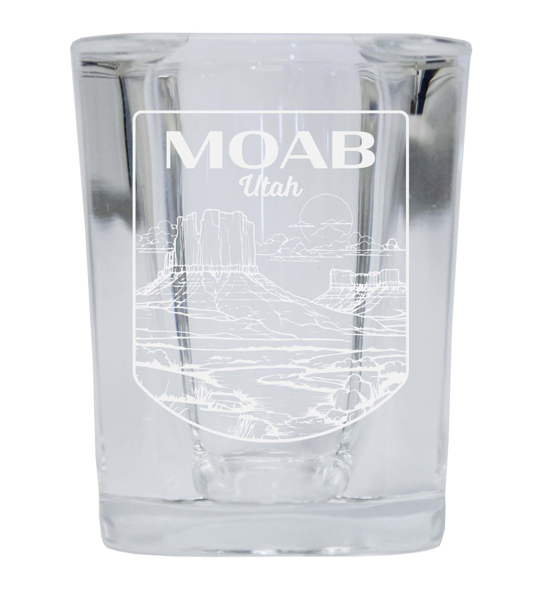 Moab Utah Souvenir 2 Ounce Engraved Shot Glass Square 4-Pack