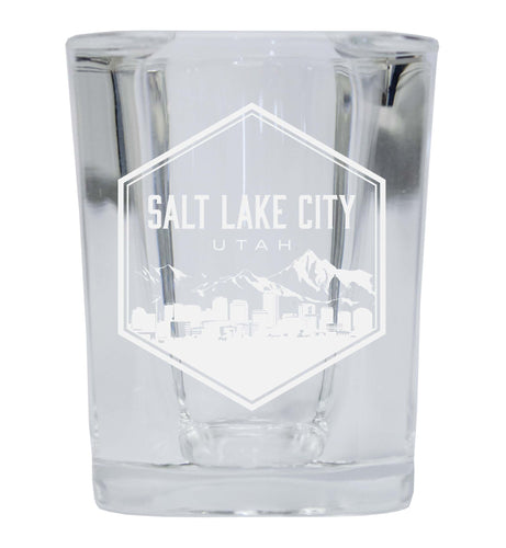 Salt Lake City Utah Souvenir 2 Ounce Engraved Shot Glass Square Single Unit